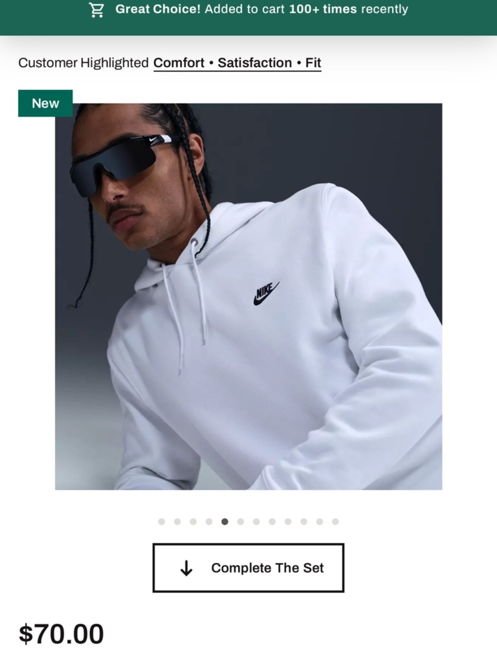 Nike White Hoodie with Black Swoosh Tag